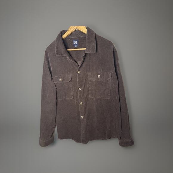 Gap Men’s XL Brown Corduroy Long Sleeve Button Front Shirt Barn Chores Jacket - Picture 1 of 6